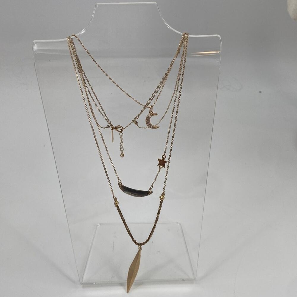 American Eagle multi strand gold tone mother of pearl necklace
